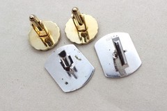 Lot of 2 Vintage Cufflinks Initial “F” Monogram Black Swank & Engraved MOP