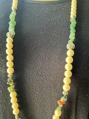 Vintage Pearls Agate, Jade & Carnelian Stone Bead Long Necklace 1960’s