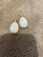 Vtg YSL Yves Saint Laurent WHITE EGG SHAPED MARBLE EARRINGS