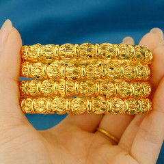 1Pcs Gold Tone Carved Bangle Set for Women, Vintage Textured Hinged Bracelet, Et