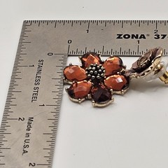 Vintage Napier Flower 18″ Necklace Earring Set Amber Color Signed Pierced Nice