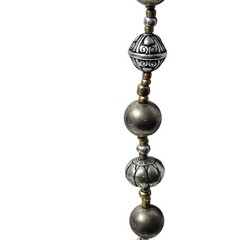 Vintage Mixed Bead Necklace Metal Wood Accents Elegant Fashion Jewelry Women