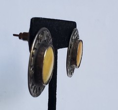 Vintage 925 Sterling Silver 1.25 in Stud Earrings With Yellow Natural Oval Stone