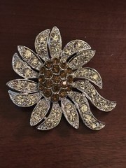 Celebrity NYBrooch Flower Rhinestone Vintage Brooch Costume Jewelry Marked