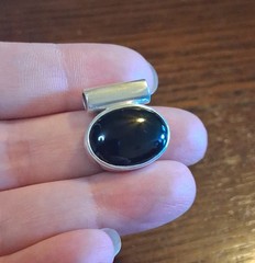 Vintage 90s Sterling Black Onyx Slide Pendant 5.8g See Pics/Description