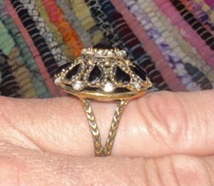 Vintage Statement Cocktail Ring Black With Cubic Zirconia Type Stones Size 7-7.5