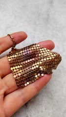 Vintage pendant with chain, golden tone metal