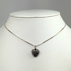 Sterling Silver Puffy Heart Charm for Bracelet Flowering Tree Vintage BCS New 8