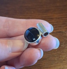 Vintage 90s Sterling Black Onyx Slide Pendant 5.8g See Pics/Description