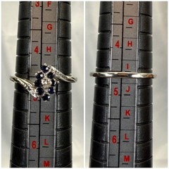 Vintage 10K White Gold Art Deco Style Sapphire & Diamond Cluster Ring