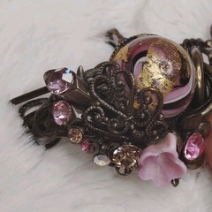 Vintage Steampunk Garden Party Glass Crystal Bronze Necklace Earrings