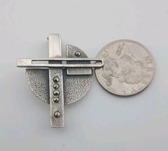 Vintage Sterling Marcasite Modernist Brooch Brutalist Geometric Abstract Pin