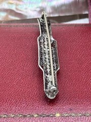 Art Deco Bar Pin Silvertone Openwork Rhinestone 2.25in Vintage