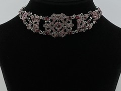 VOLM Victorian Style Choker Necklace VCLM Red Rhinestones In Lovely Detail
