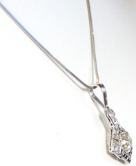 Antique Art Deco European Diamond Pendant Necklace Length 16″ Platinum 1920’s