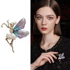 Butterfly Fairy Ballet Dancing Girl With Wings Zircon Corsage Lapel Brooch Pin