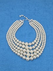 Vintage 5 Strand Graduated Faux Pearl Necklace 14 – 17 Inches Japan Ivory