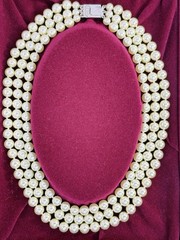 Camrose & Kross Jacqueline Kennedy 3 Strand Glass Pearl Necklace w/ Original Box