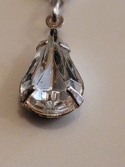Vintage Rhinestone Necklace Crystal Teardrop Pendant Bridal Formal 16 Inch