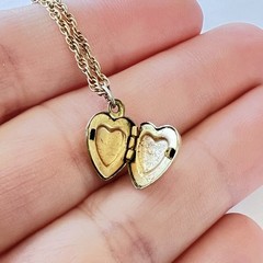 Vintage 1/20 12K GF Heart Shaped Locket and Chain Necklace Signed H.F.B. – 2.82g