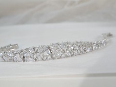 Vintage Sterling Silver 925 Cluster Gemstone Tennis Bracelet 7.5″