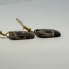 Asteroid Jasper Gold French Wire Earrings Natural Gemstone Earthy Cosmic Casual
