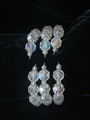 Vintage Aurora Borealis Crystal Expandable Wire Cuff Bracelet
