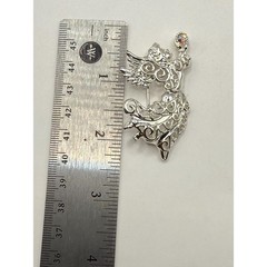 Vintage Silver Tone Fairy Angel Brooch – Filigree Winged Figure