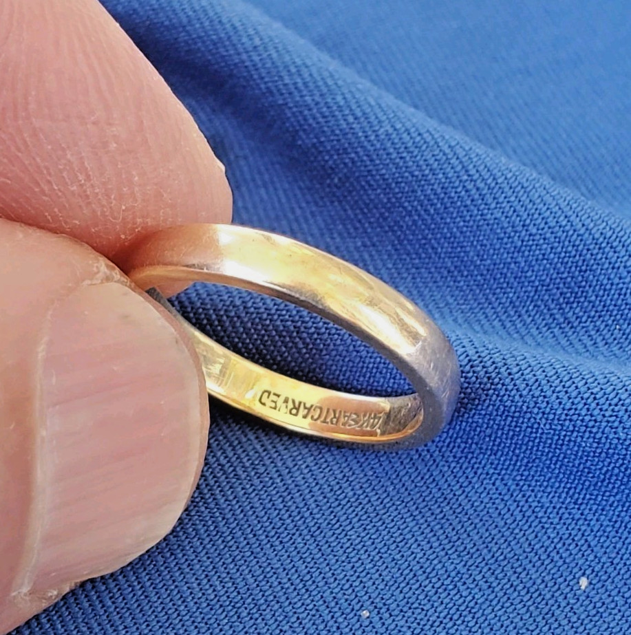 VINTAGE SOLID 14 KARAT GOLD Deco Wedding Band Size 6.5 ArtCarved Ring 3.23 Grams