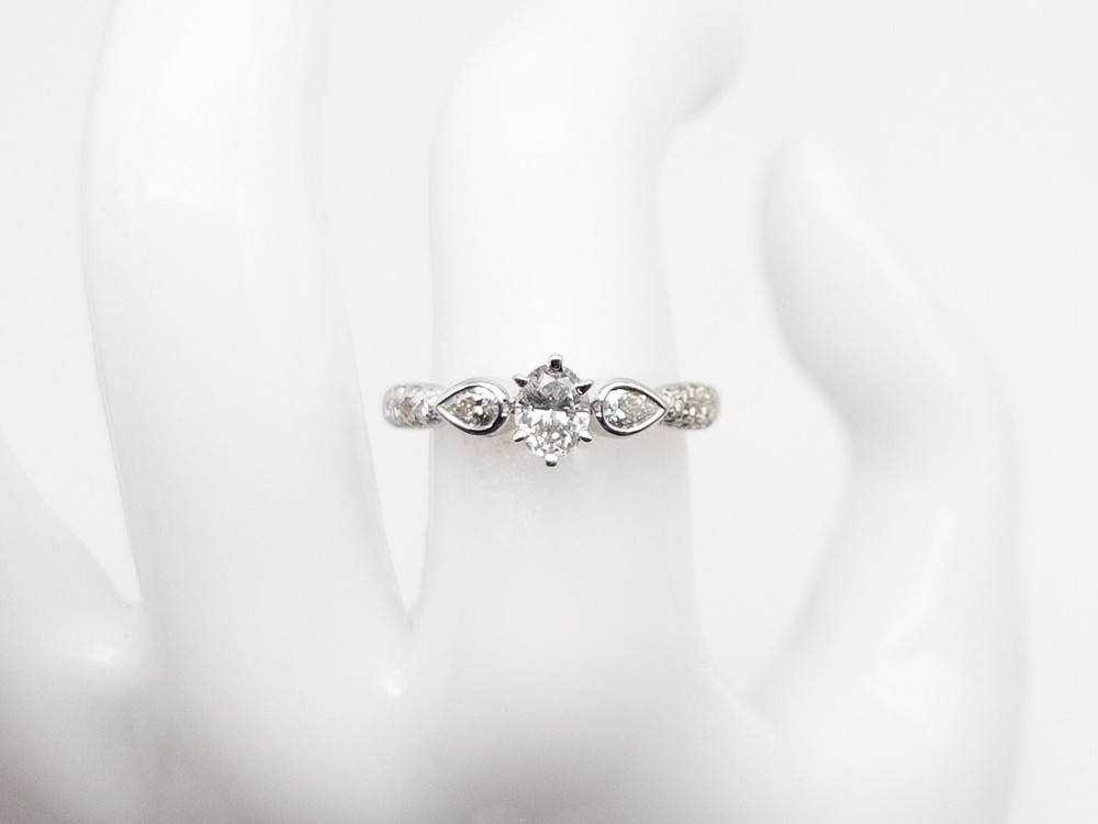 Designer $5000 1.50ct OVAL PEAR CUT Natural Diamond 18k White Gold Wedding Ring