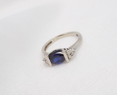 14k Natural Sapphire Diamond Ring White Gold Tension Size 5.75 Estate RG5194