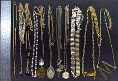 100 pcs Vintage Now Gold Tone Pendants Chains Necklaces Lot Signed & Unsigned
