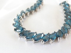 Sterling Silver 925 Natural Heated London Blue Topaz Tennis Bracelet 7.5″