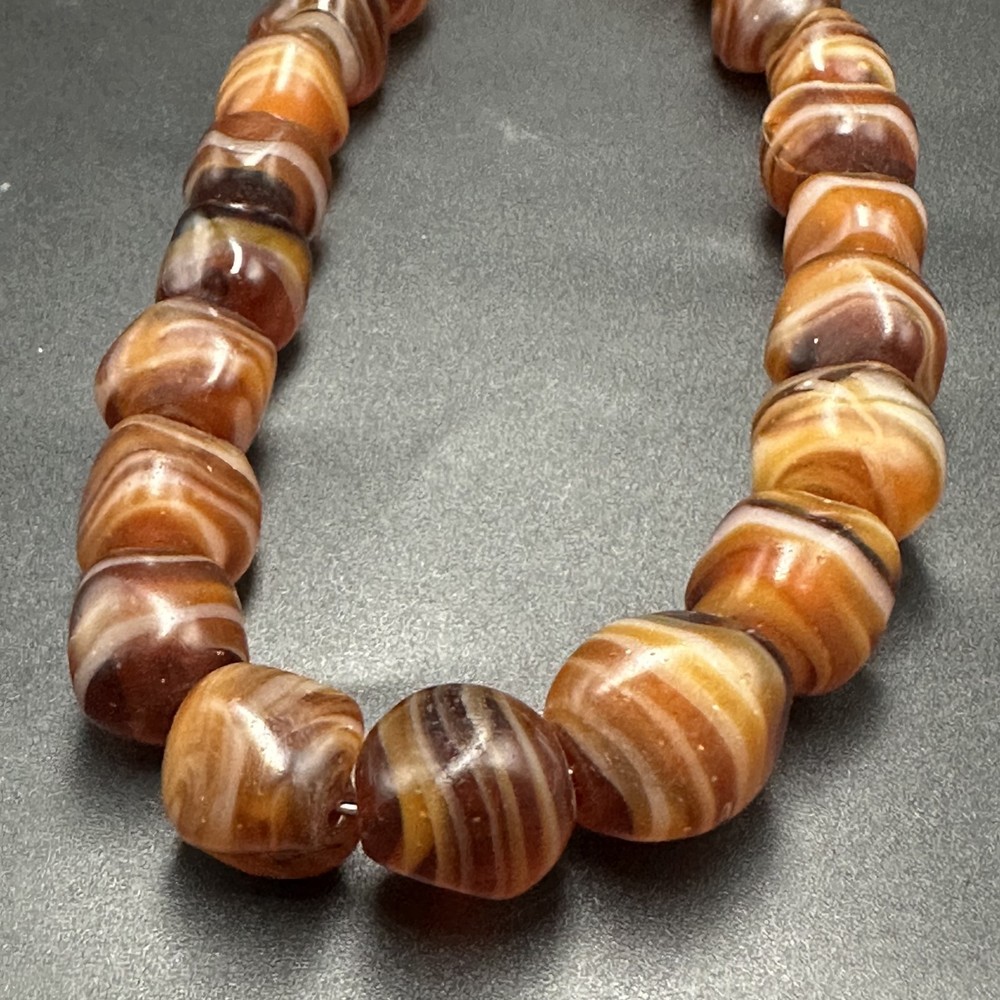 Old Mali Striped Agate Style Beads Vintage African Old Glass Beads