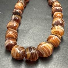 Old Mali Striped Agate Style Beads Vintage African Old Glass Beads