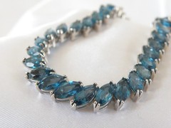 Sterling Silver 925 Natural Heated London Blue Topaz Tennis Bracelet 7.5″