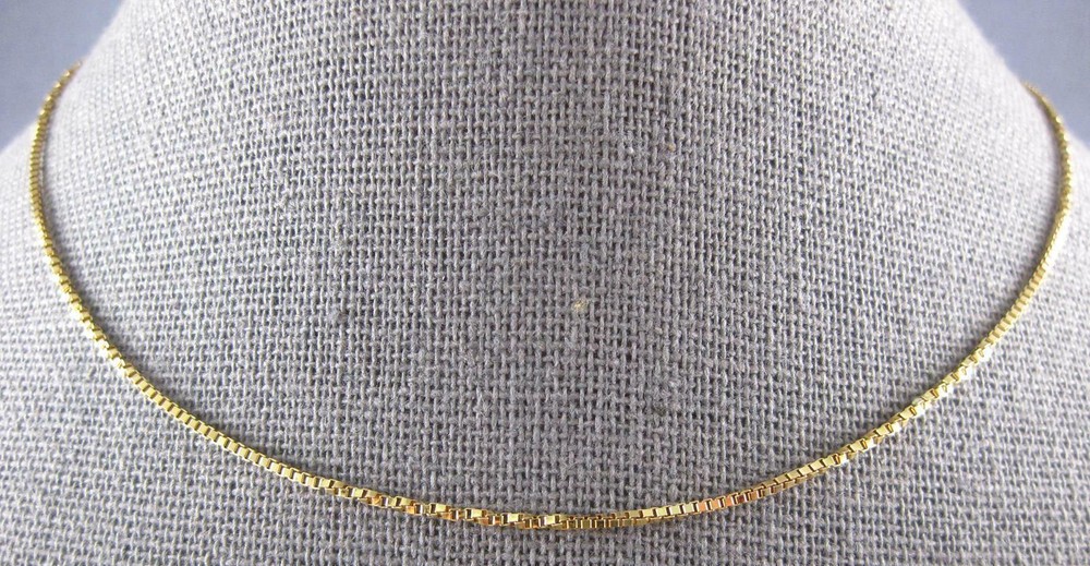 ESTATE 14KT YELLOW GOLD 1MM SOLID BOX 16″ ITALIAN CHAIN WITH LOBSTER LOCK #27400