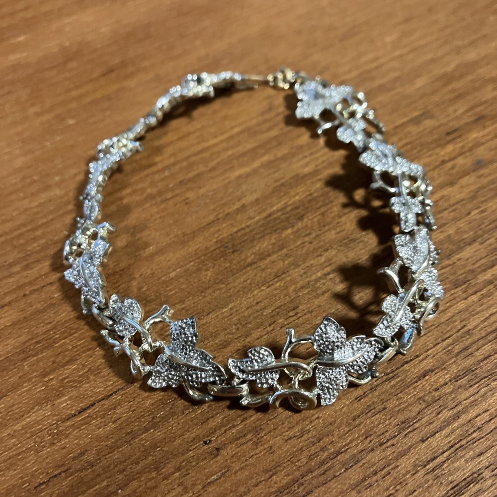 Vintage Sarah Coventry Ivy Leaf Choker Necklace Leaf Leaves Silver Tone