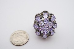Vintage Sterling Silver 925 Marcasite CZ Ring Size 5