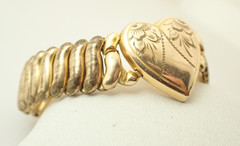 Antique Gold Filled Sweetheart Heart Expansion Expandable Stretch Bracelet