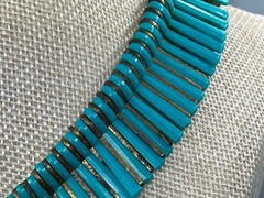Vintage Egyptian Revival Necklace Robin Egg Blue Plastic Cleopatra Statement Bib