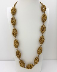 Vintage Chunky Gold Tone Necklace Runway Statement HUGE Heavy Nuggets Brutalist
