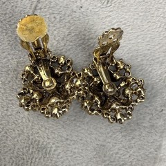 Vintage Lisner Brooch Clip On Earrings Set Gold Tone Blue READ