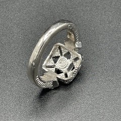 Vintage Art Deco Style Sterling Silver Designer Marked Inset Crystal Ring Size 9