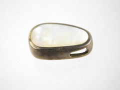 Vintage NF Sterling Silver Mother of Pearl Shell Slide Pendant 925 7/8 Inch MOP