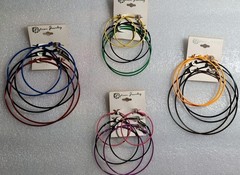 12 PAIRS HOOP EARRINGS PIERCED LARGE DROP BIG CLASSIC NEW