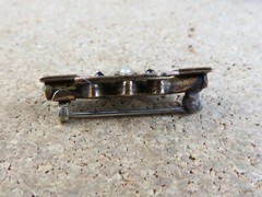 Antique Victorian Etched Yellow Gold Filled Red Garnet Seed Pearl Small Pin #306