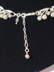 Vintage Trifari Signed Silver Tone Cherries Link Choker Necklace 14″-16″ 1950’s