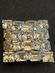 Vintage Weiss Brooch Pin Dazzling Crystals square Shape Stacked