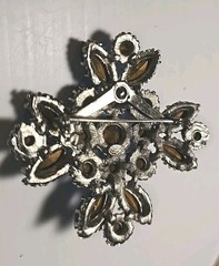 Vintage Signed WEISS Sapphire Blue Rhinestone Maltese Cross Brooch Pin 1960s